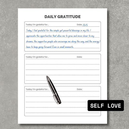 Daily Gratitude Paper Sheet