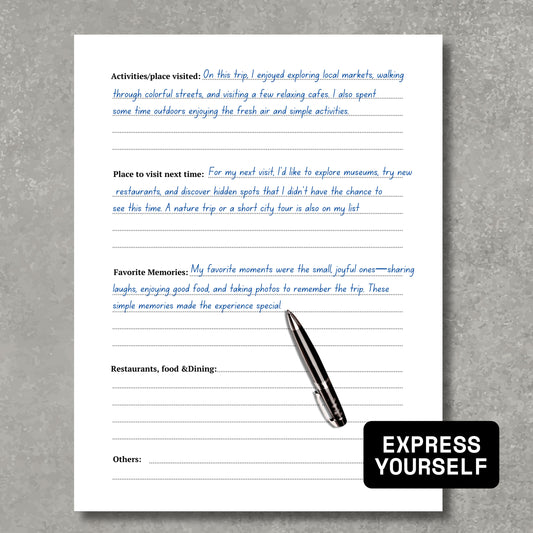 Camping Journal & RV Travel Logbook Sheets x2