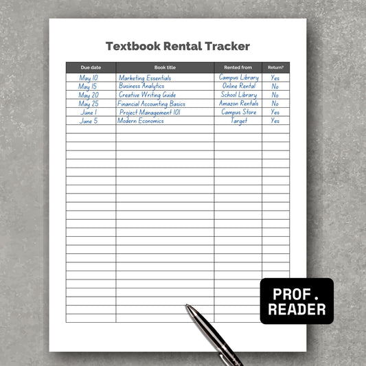 Textbook Rental Tracker