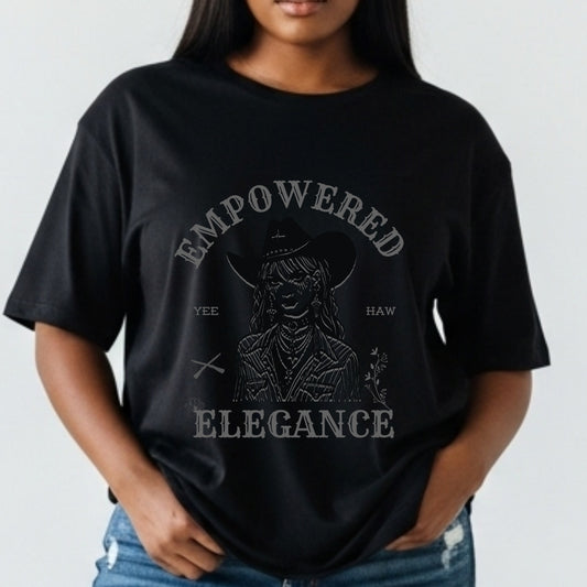 Empowered Elegance - Yee Haw Cowgirl Illustration Western Feminine Power Statement Artwork