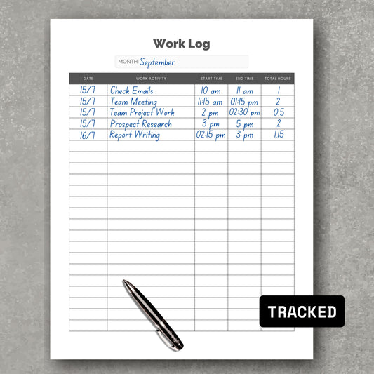 Work TIme Log Planner