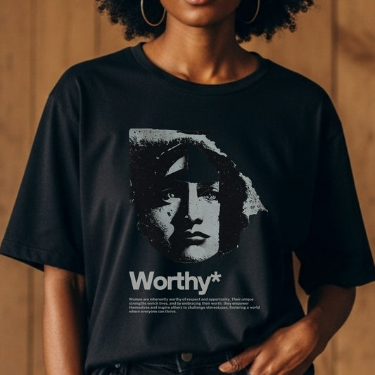 Worthy - Vintage Portrait Feminine Empowerment Self-Worth Affirmation Statement Artwork