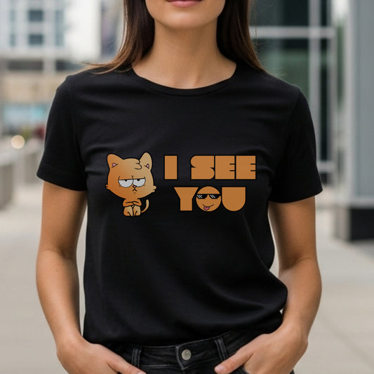I See You - Grumpy Orange Cat with Deal With It Sunglasses Meme Humor Artwork
