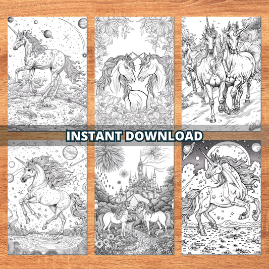 Unicorn Beautiful Horses Coloring Pages
