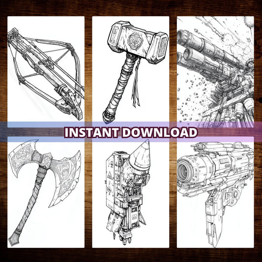 Fantasy Heavy Weapons Coloring Pages