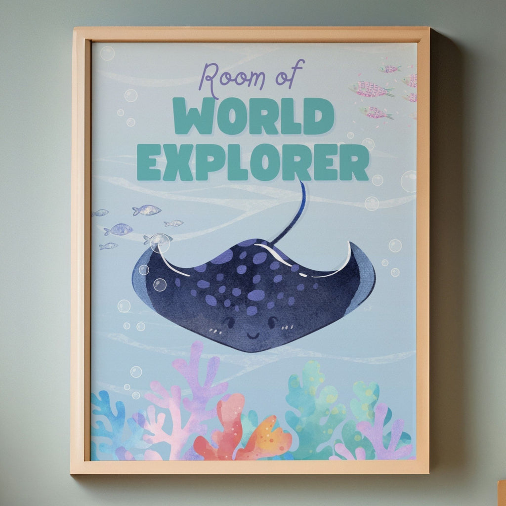 Room of World Explorer - Premium Ocean-Themed Wall Art for Children's Spaces