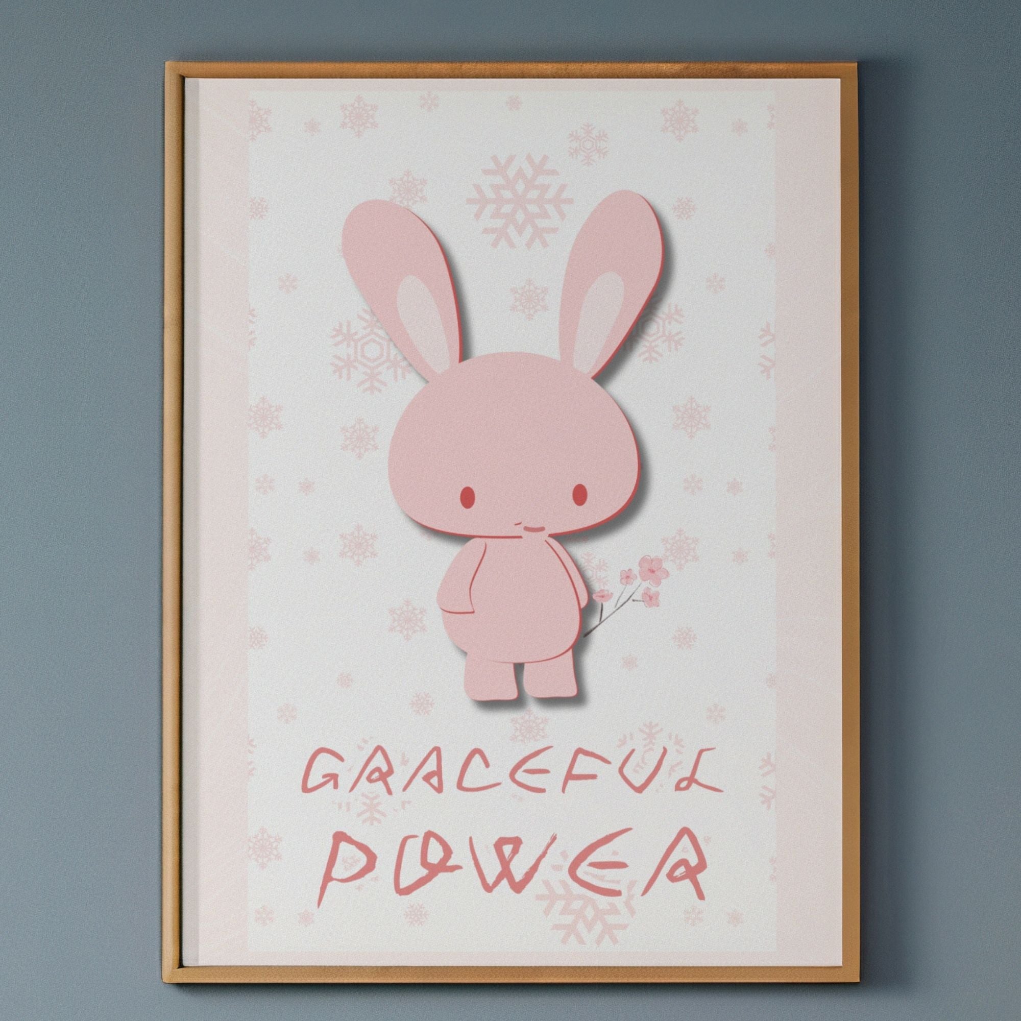 Graceful Power - Minimalist Bunny Winter Wall Art