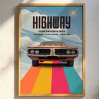 Highway is My Favorite Way - Vintage Muscle Car Wall Art
