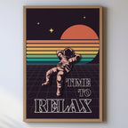 Time to Relax - Retro Astronaut Synthwave Wall Art