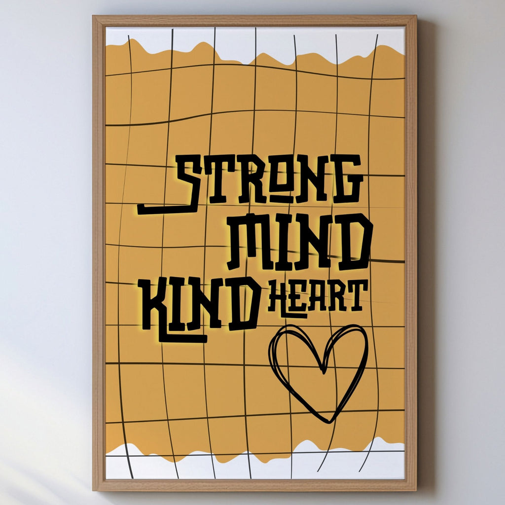 Strong Mind Kind Heart - Modern Abstract Grid Wall Art
