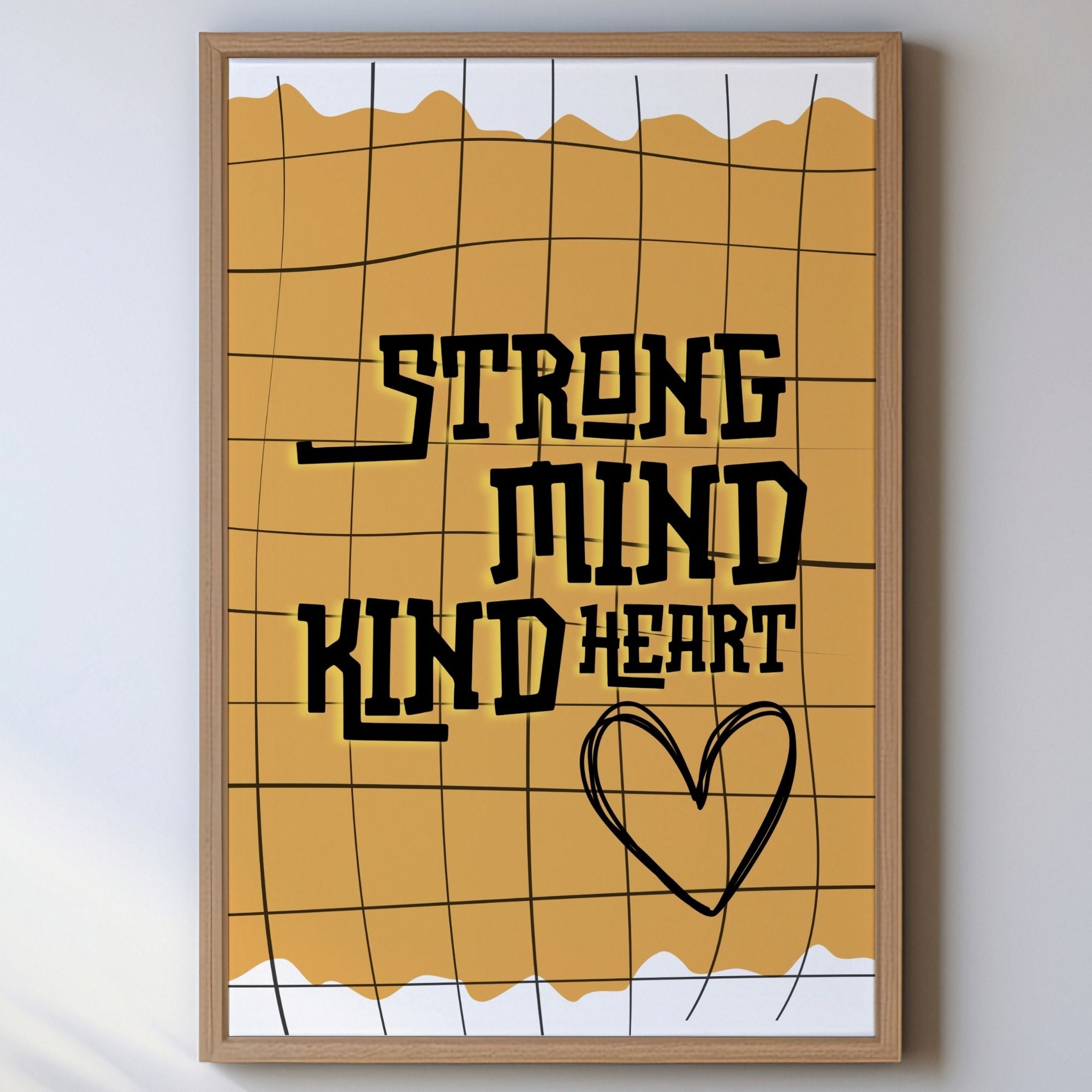 Strong Mind Kind Heart - Modern Abstract Grid Wall Art