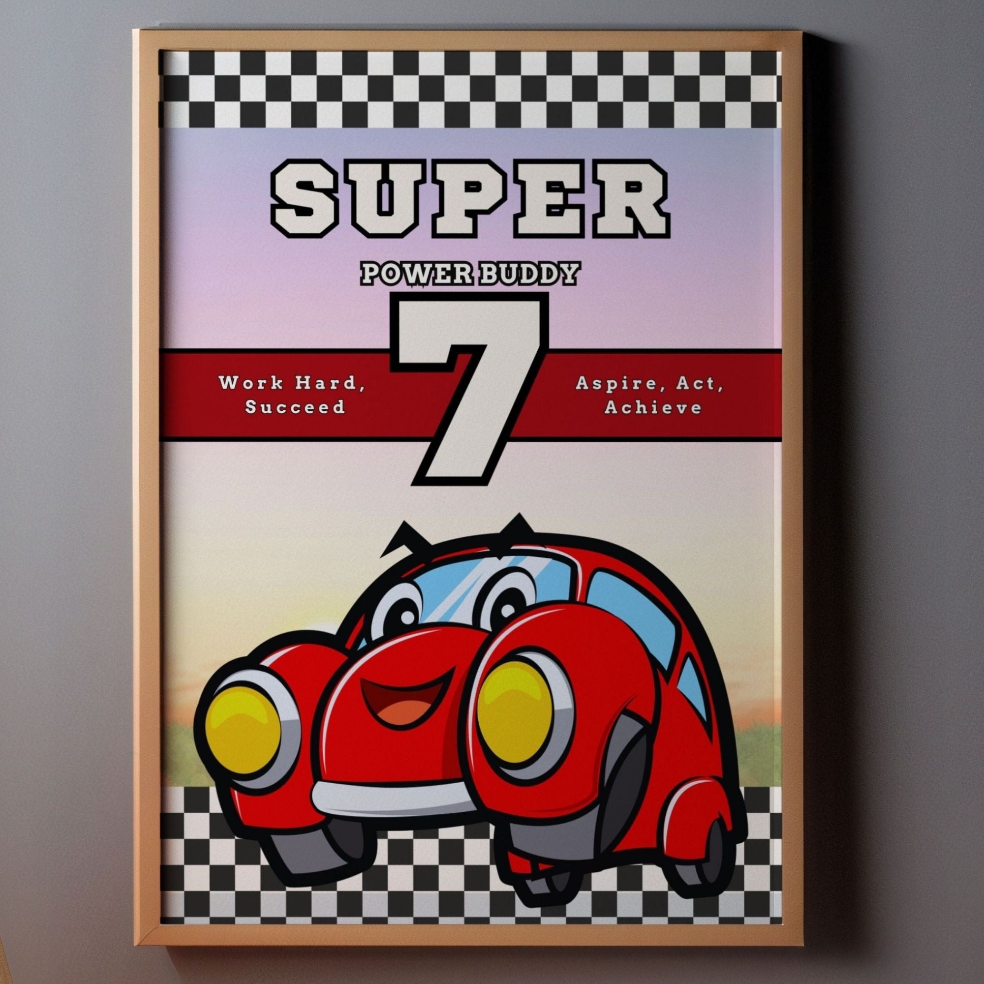 Super Power Buddy - Work Hard, Aspire, Act, Achieve Wall Art