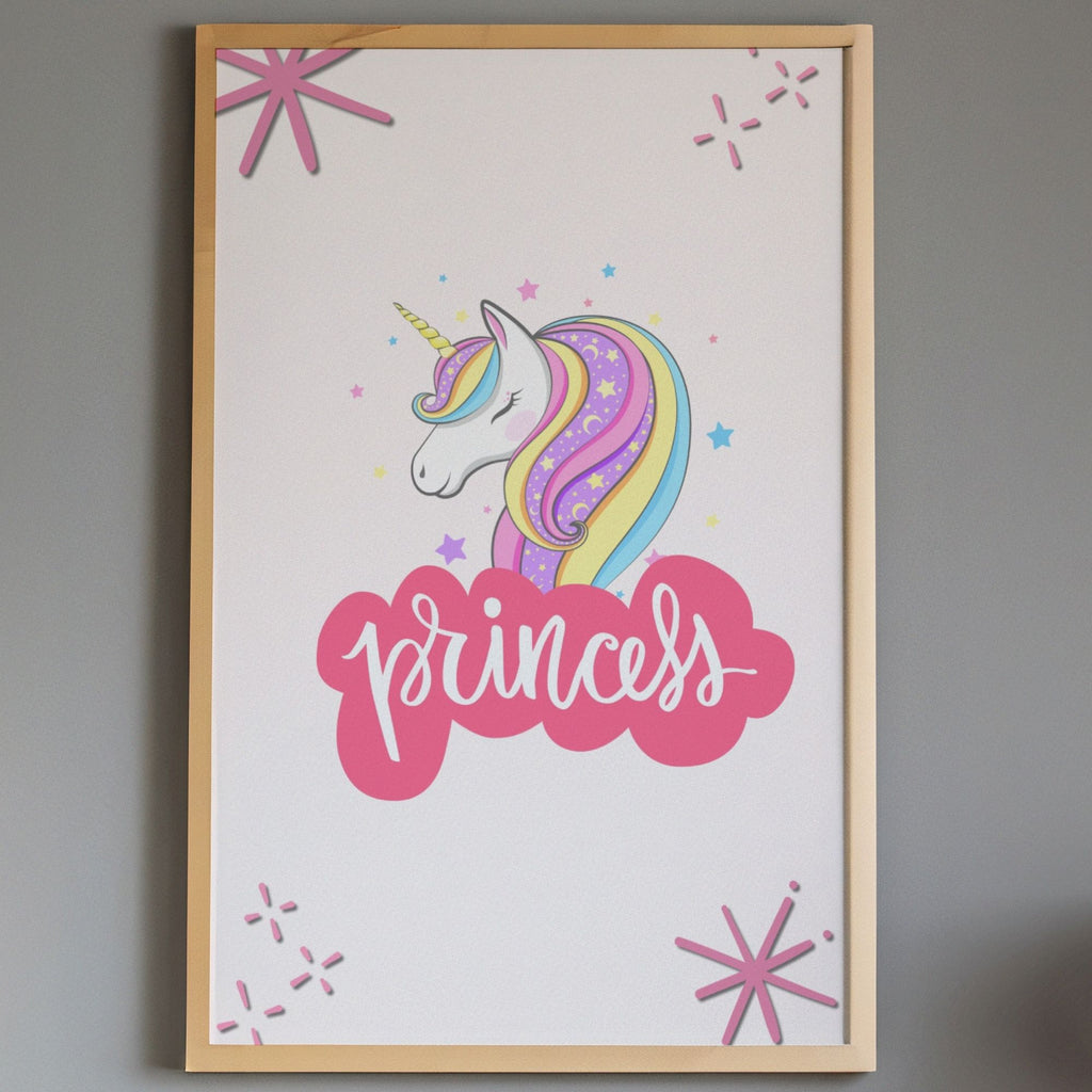 Princess Unicorn Dreamer - Magical Children's Wall Art
