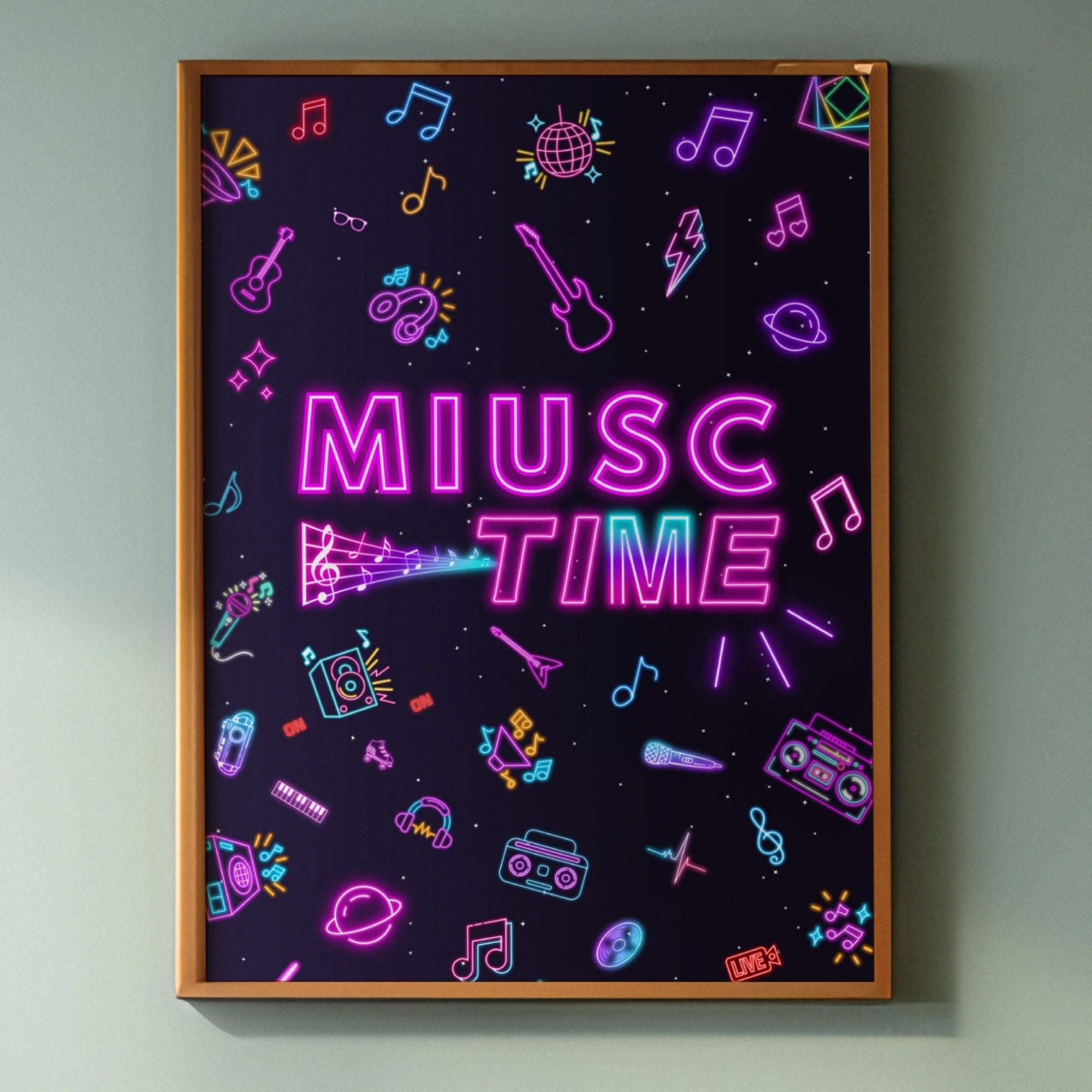Music Time Neon Wall Art