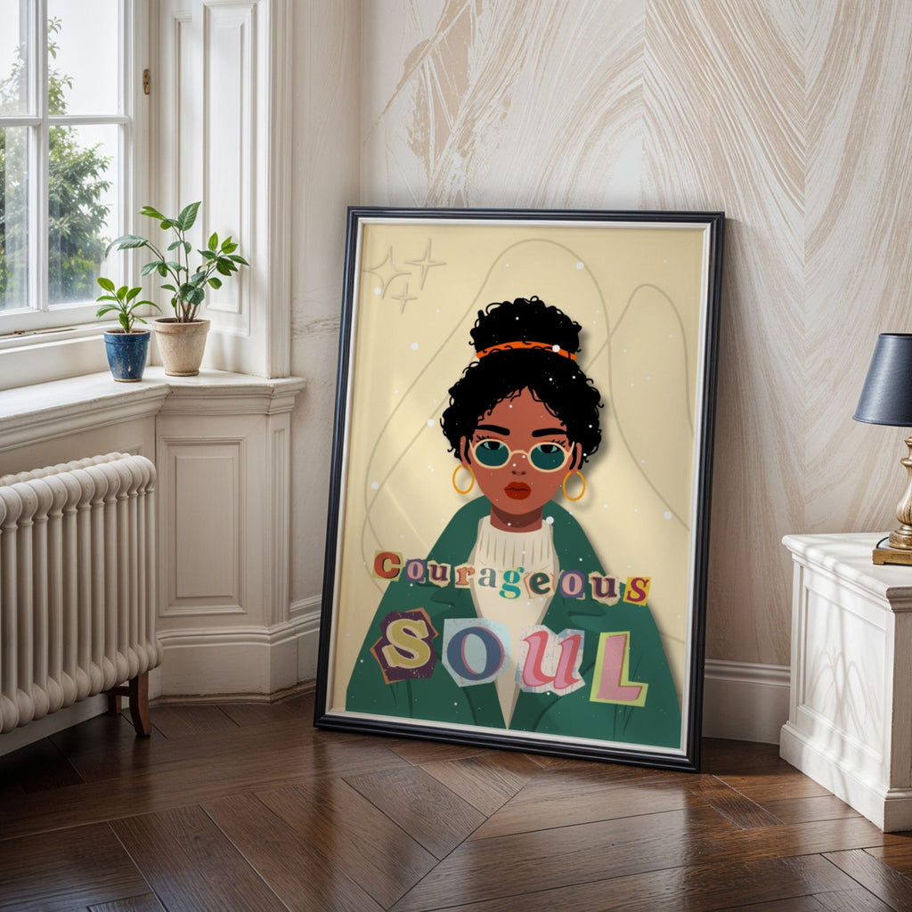 Courageous Soul - Retro African American Empowerment Wall Art | Soulful Portrait Poster