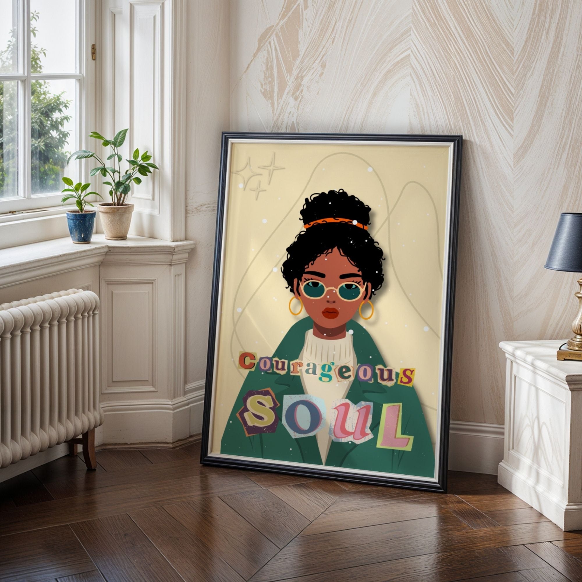 Courageous Soul - Retro African American Empowerment Wall Art | Soulful Portrait Poster