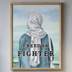 Freedom Fighter - Watercolor Empowerment Muslim Woman Portrait