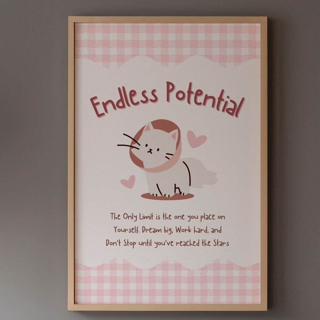 Endless Potential - Inspirational Kawaii Cat Wall Art