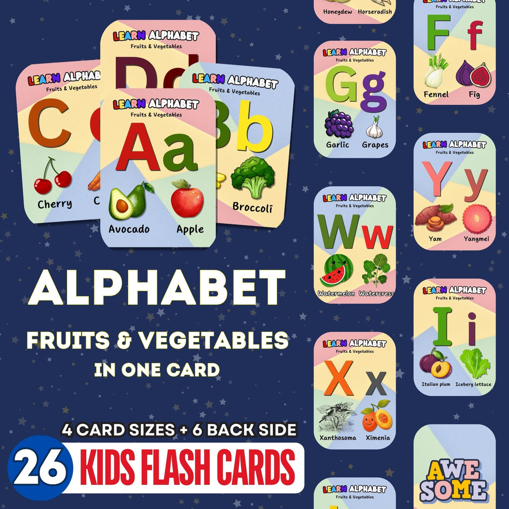 Fruits & Vegetables Alphabet Flashcards V1