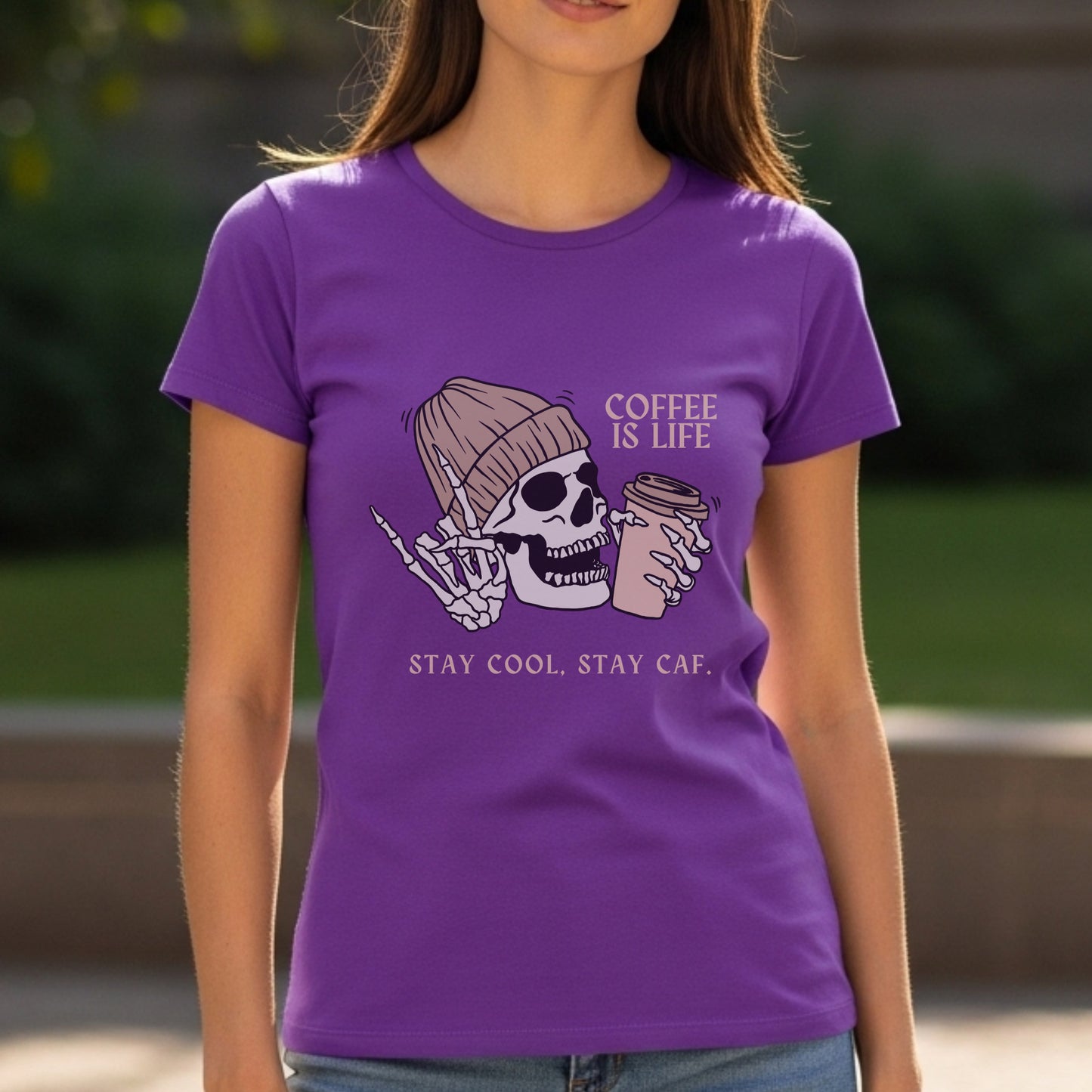 Coffee Is Life - Edgy Skull Beanie Caffeine Addict Humor Statement Artwork