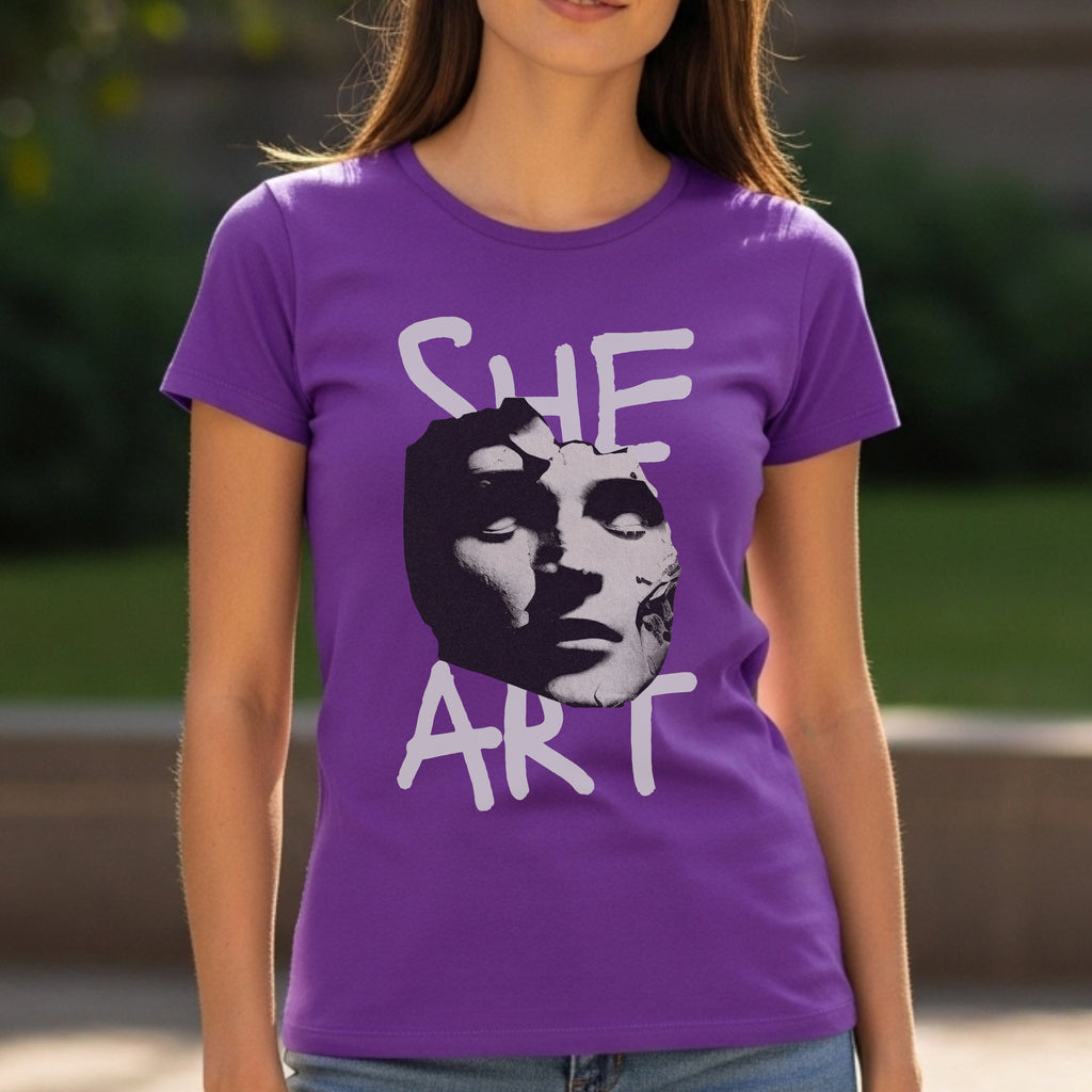 She Art - Minimalist Black & White Portrait Typography Artistic Statement Artwork