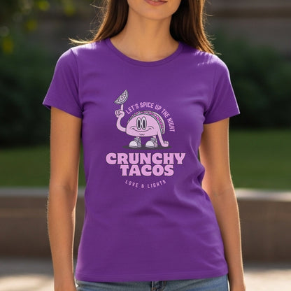 Let's Spice Up The Night - Crunchy Tacos Love & Lights Cartoon Character Fun Food Humor Artwok