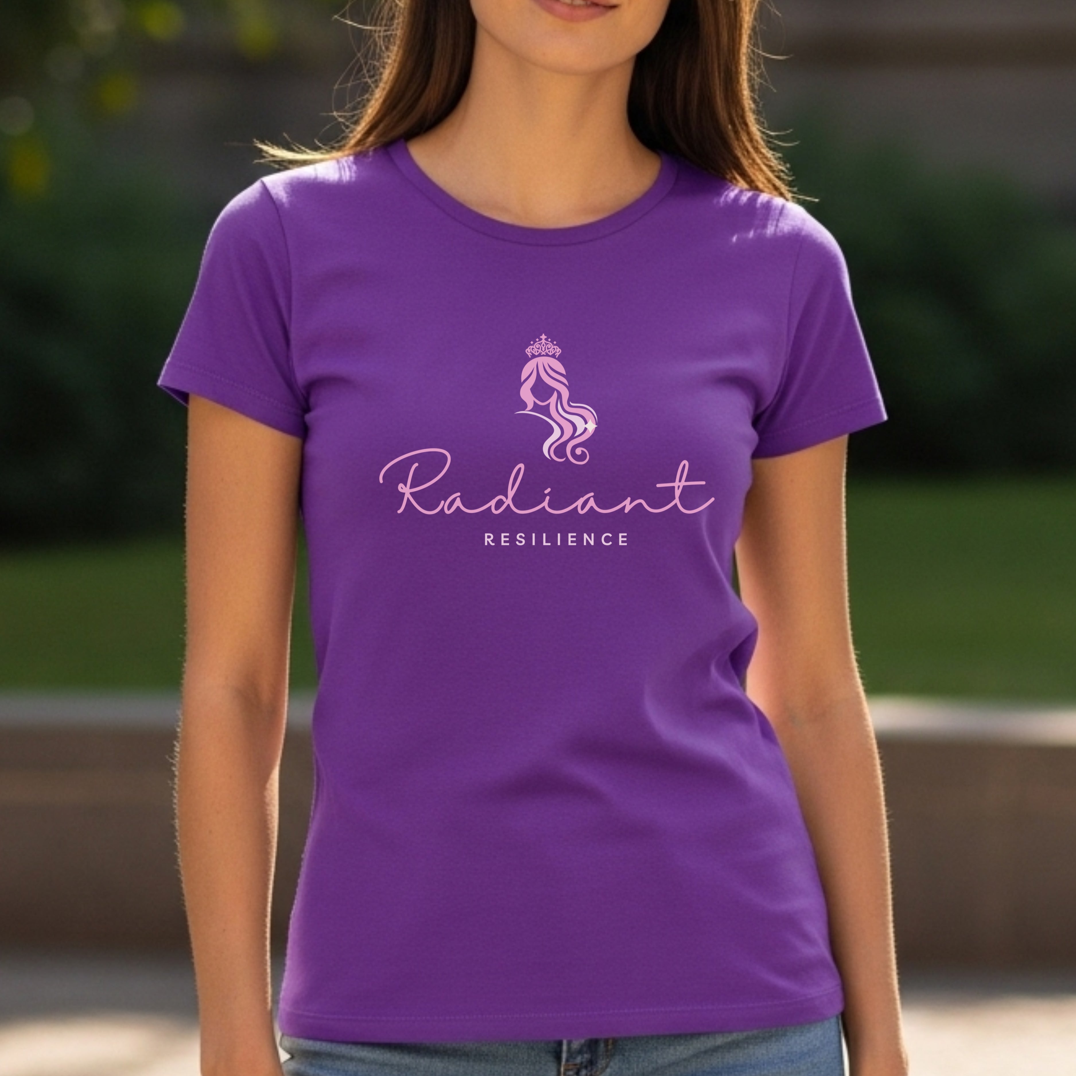Radiant Resilience - Crown Silhouette Woman Elegant Script Strength Statement Artwork