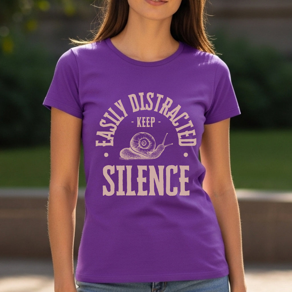 Easily Distracted Keep Silence - Snail Humor ADHD Introvert Statement Artwork