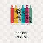 Repose - Retro Beach Mindfulness Breathwork Relaxation Wellness Statement Artwork