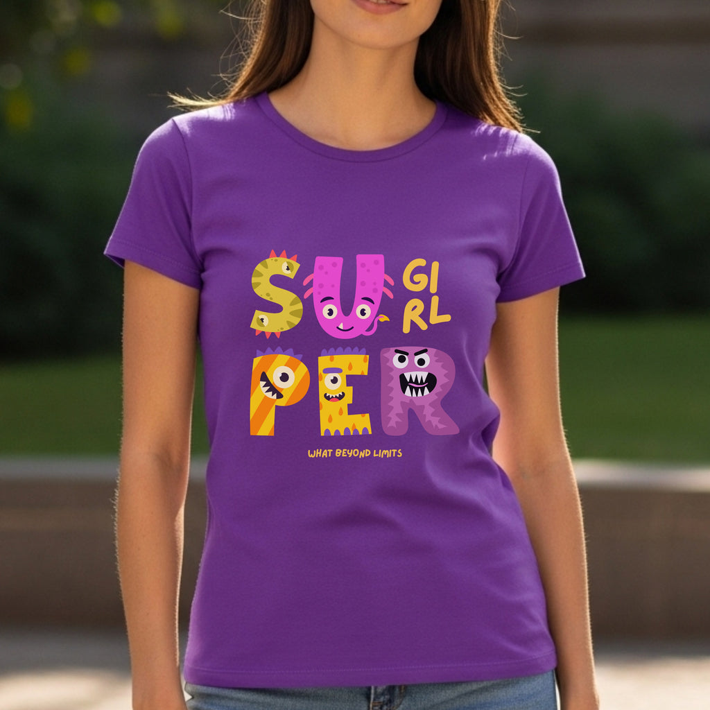 Super Girl What Beyond Limits - Cute Monster Empowerment Kids Statement Artwork