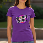 Star Girl - Retro Purple Pink Gradient Cosmic Universe Dreamer Statement Artwork