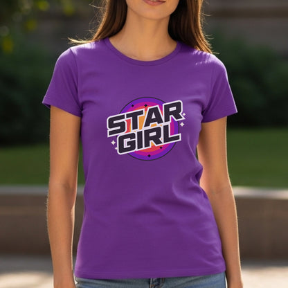 Star Girl - Retro Purple Pink Gradient Cosmic Universe Dreamer Statement Artwork