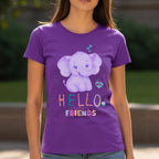 Hello Friends BFF - Cute Elephant Friendship Kindness Greeting Statement Artwork