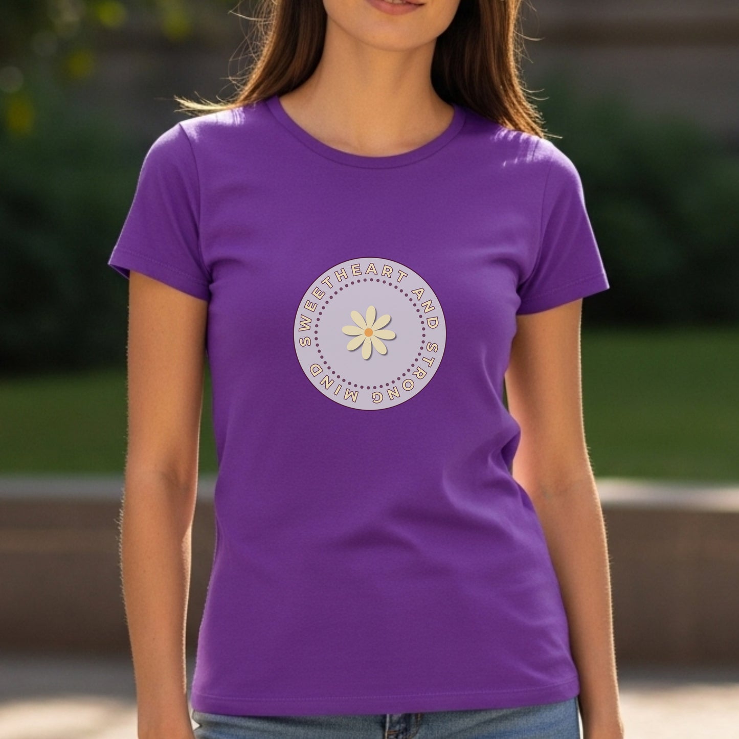 Sweetheart And Strong - Soft Daisy Flower Circle Empowered Femininity Statement Artwork