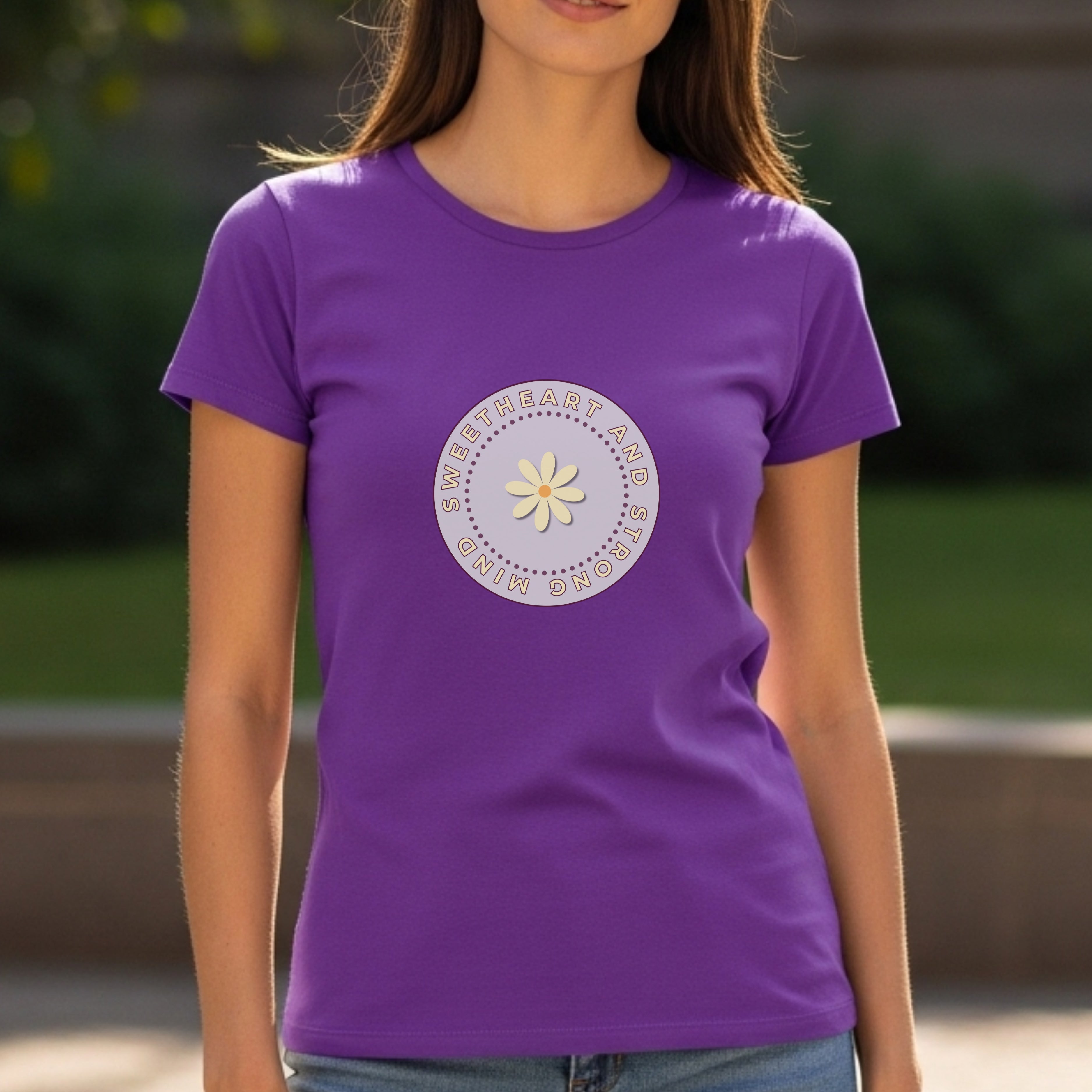 Sweetheart And Strong - Soft Daisy Flower Circle Empowered Femininity Statement Artwork