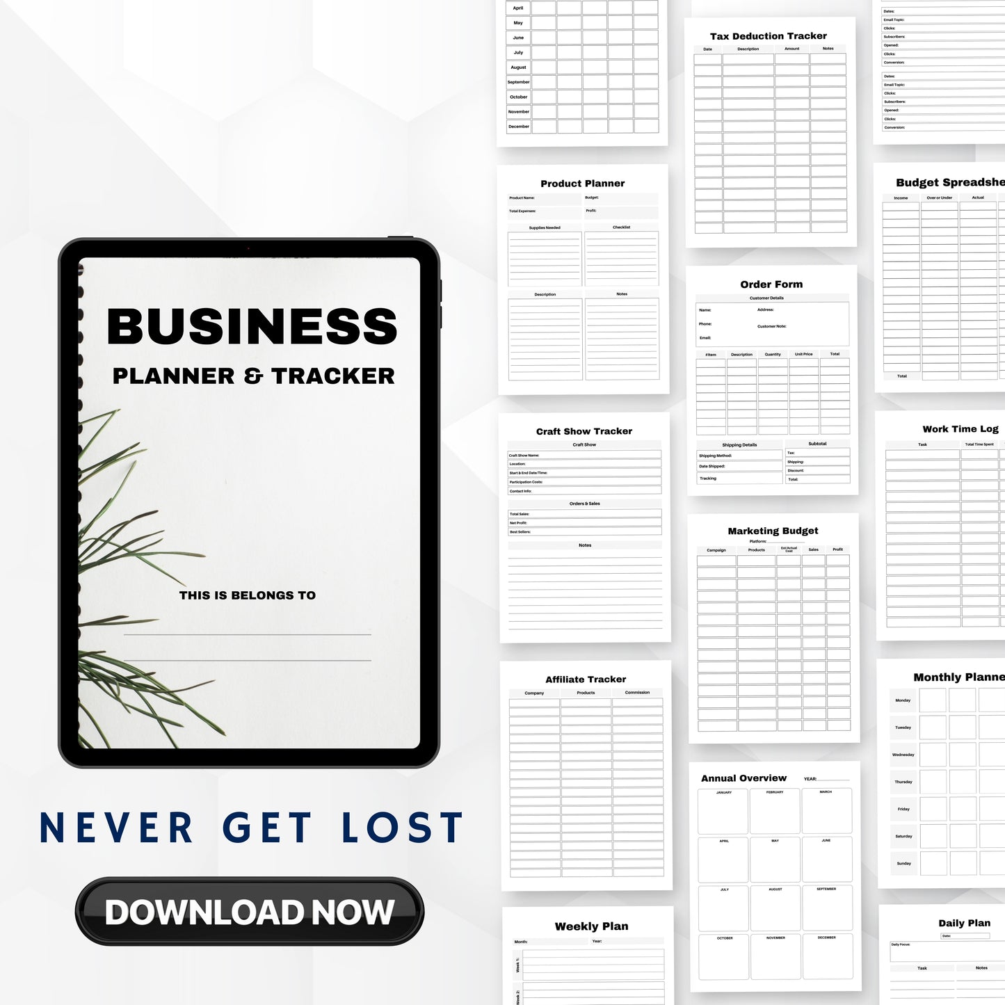 Business Planner & Tracker File Sheets