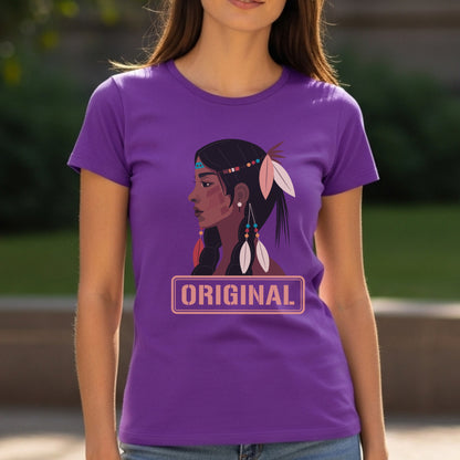 Original - Indigenous Woman Profile Native Heritage Cultural Pride Illustration