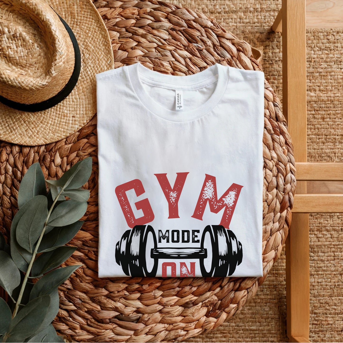 Gym Mode On - Intense Workout Motivation Barbell Statement Artwork