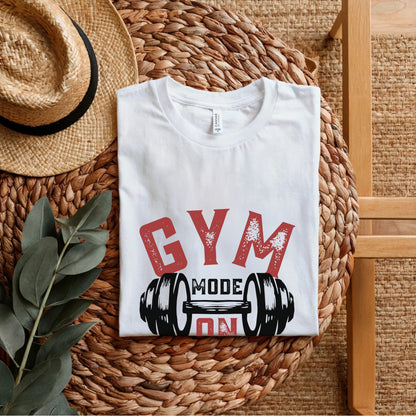 Gym Mode On - Intense Workout Motivation Barbell Statement Artwork