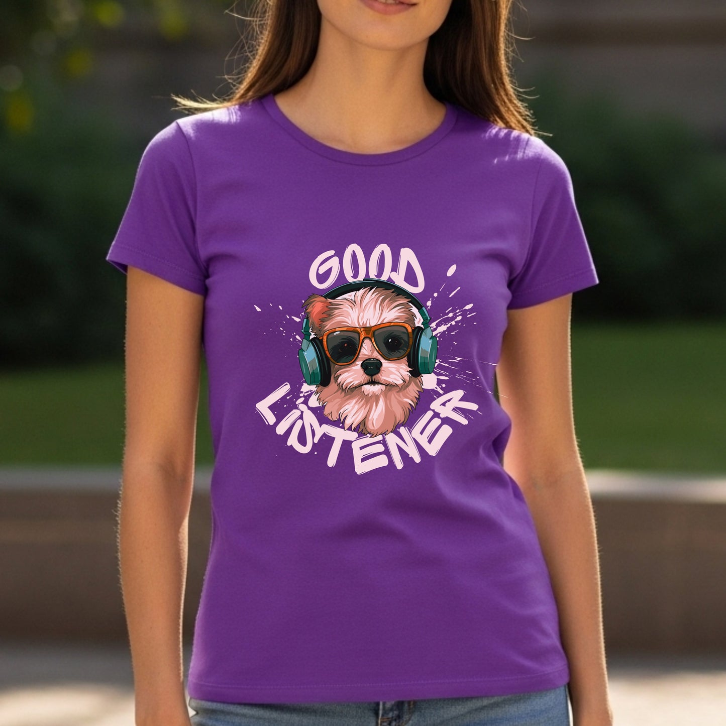 Good Listener - Cool Dog Headphones Music Humor Statement Artwork
