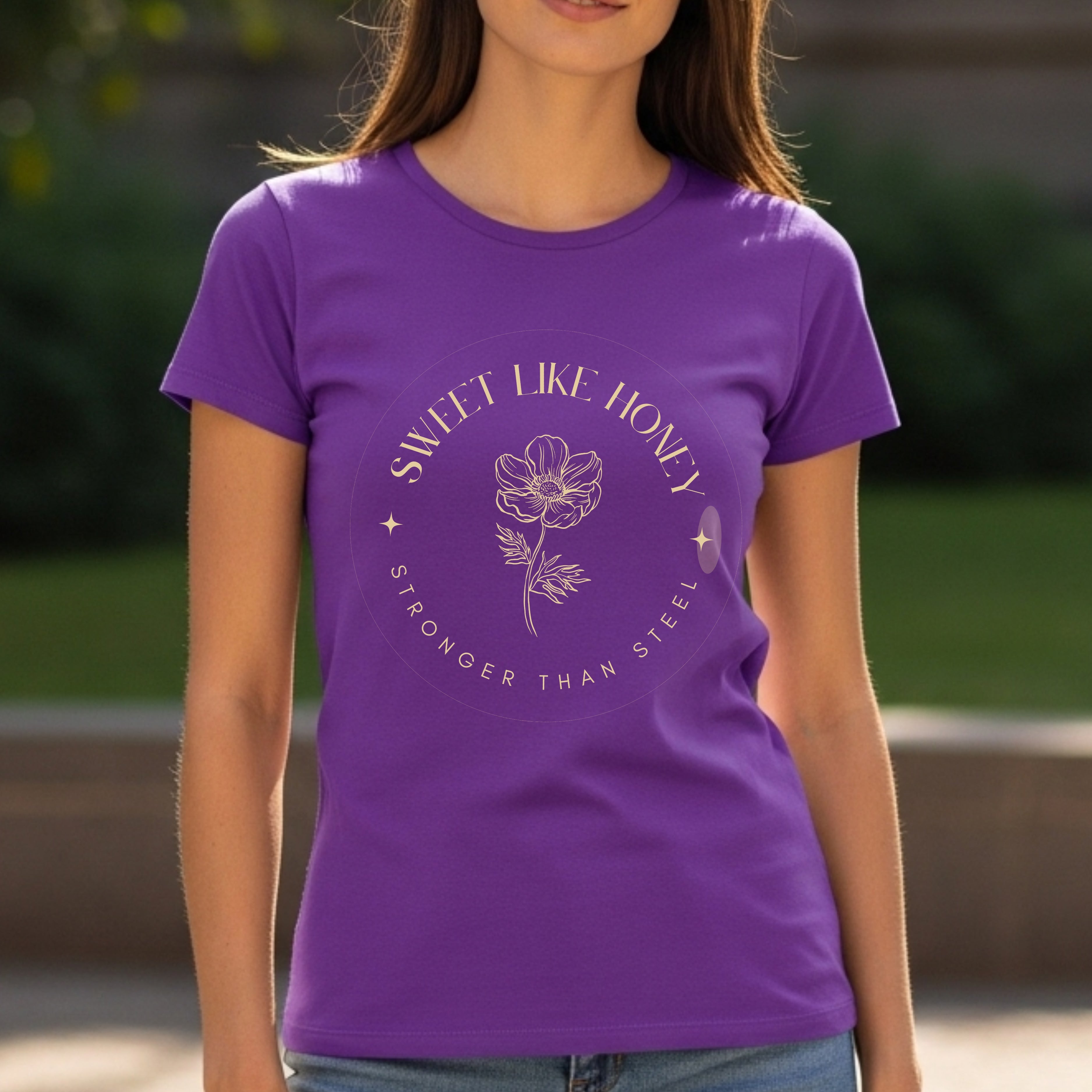 Sweet Like Honey Stronger Than Steel - Botanical Flower Circle Duality Statement Artwork