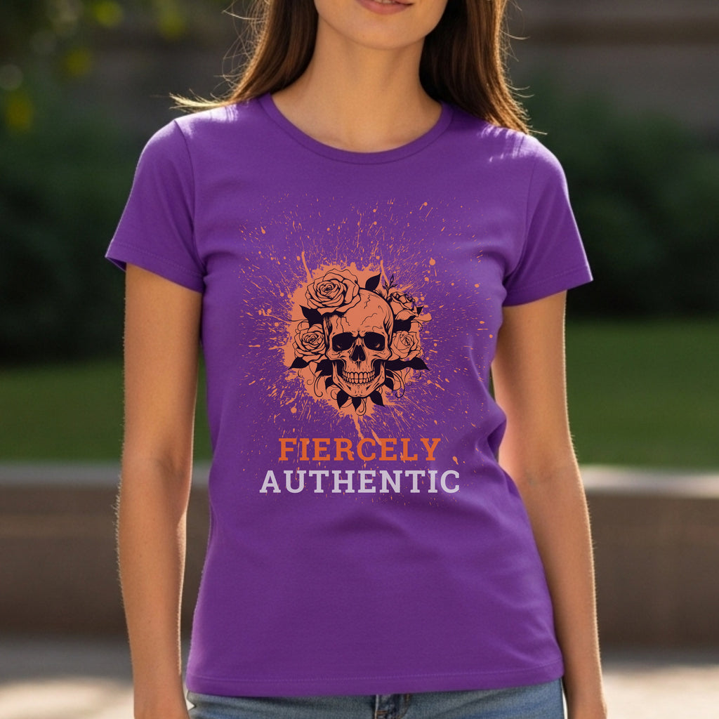 Fiercely Authentic - Skull with Roses Splatter Art Dark Feminine Truth Statement Artwork