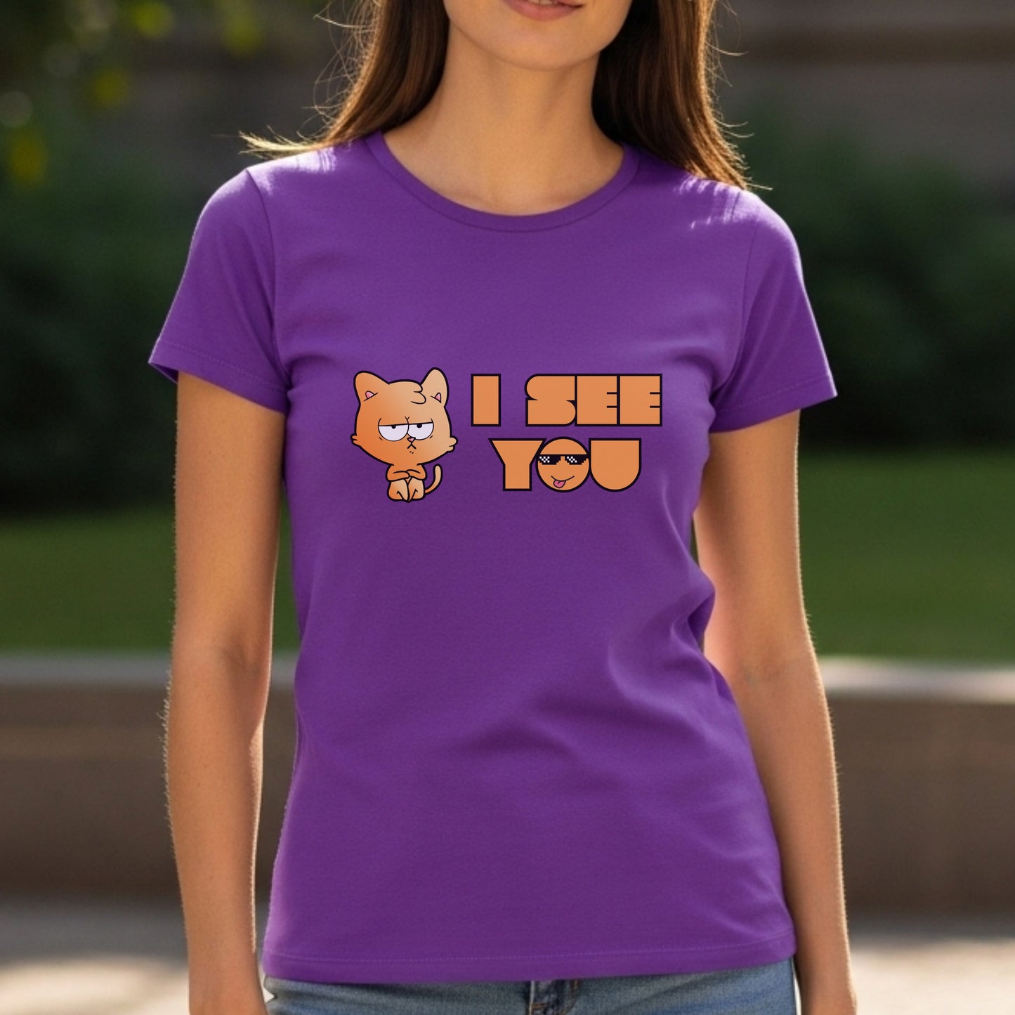 I See You - Grumpy Orange Cat with Deal With It Sunglasses Meme Humor Artwork