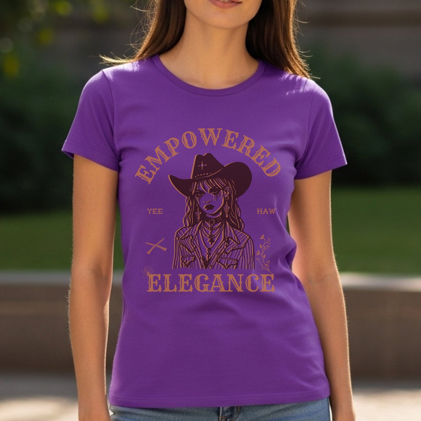 Empowered Elegance - Yee Haw Cowgirl Illustration Western Feminine Power Statement Artwork