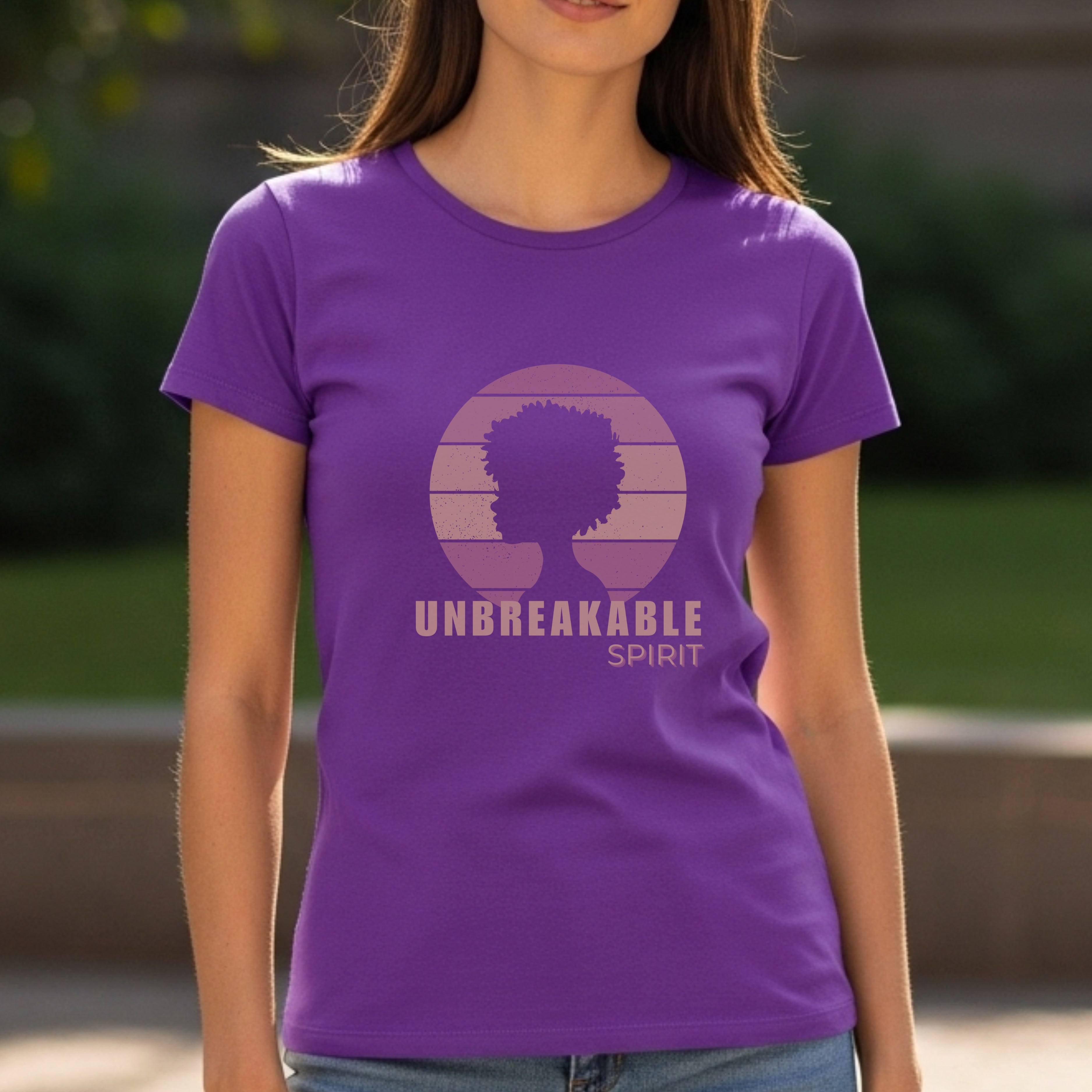 Unbreakable Spirit - Afro Silhouette Retro Sunset Circle Natural Hair Empowerment Artwork