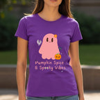 Pumpkin Spice & Spooky Vibes - Cute Halloween Ghost Autumn Season Statement Artwork