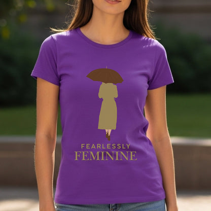 Fearlessly Feminine - Woman with Red Umbrella Silhouette Elegant Empowerment Statement Artwork