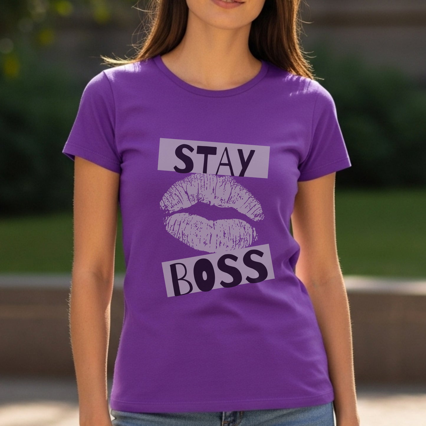 Stay Boss - Bold Lips Print Typography Confidence Authority Statement Artwork
