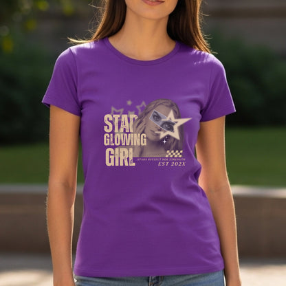 Star Glowing Girl Stars Reflect Her Strength - Y2K Pop Art Empowerment Statement Artwork