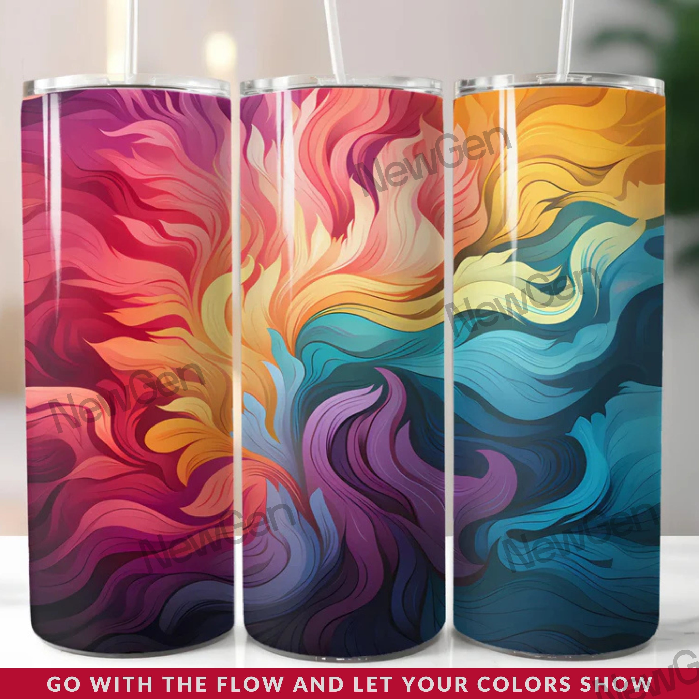 Colorful Nineties Vibes 20oz Tumbles Wraps 300 DPI